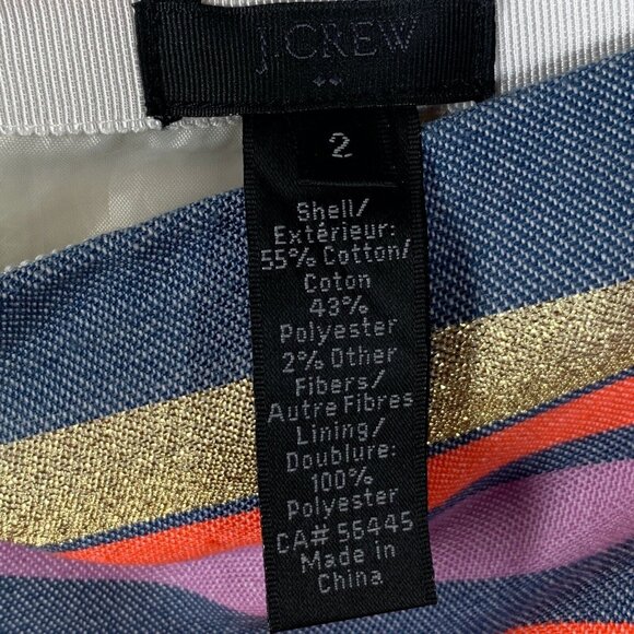 J Crew Metallic Stripe Mini Skirt Size 2 Holiday Party Career Work - Picture 9 of 9